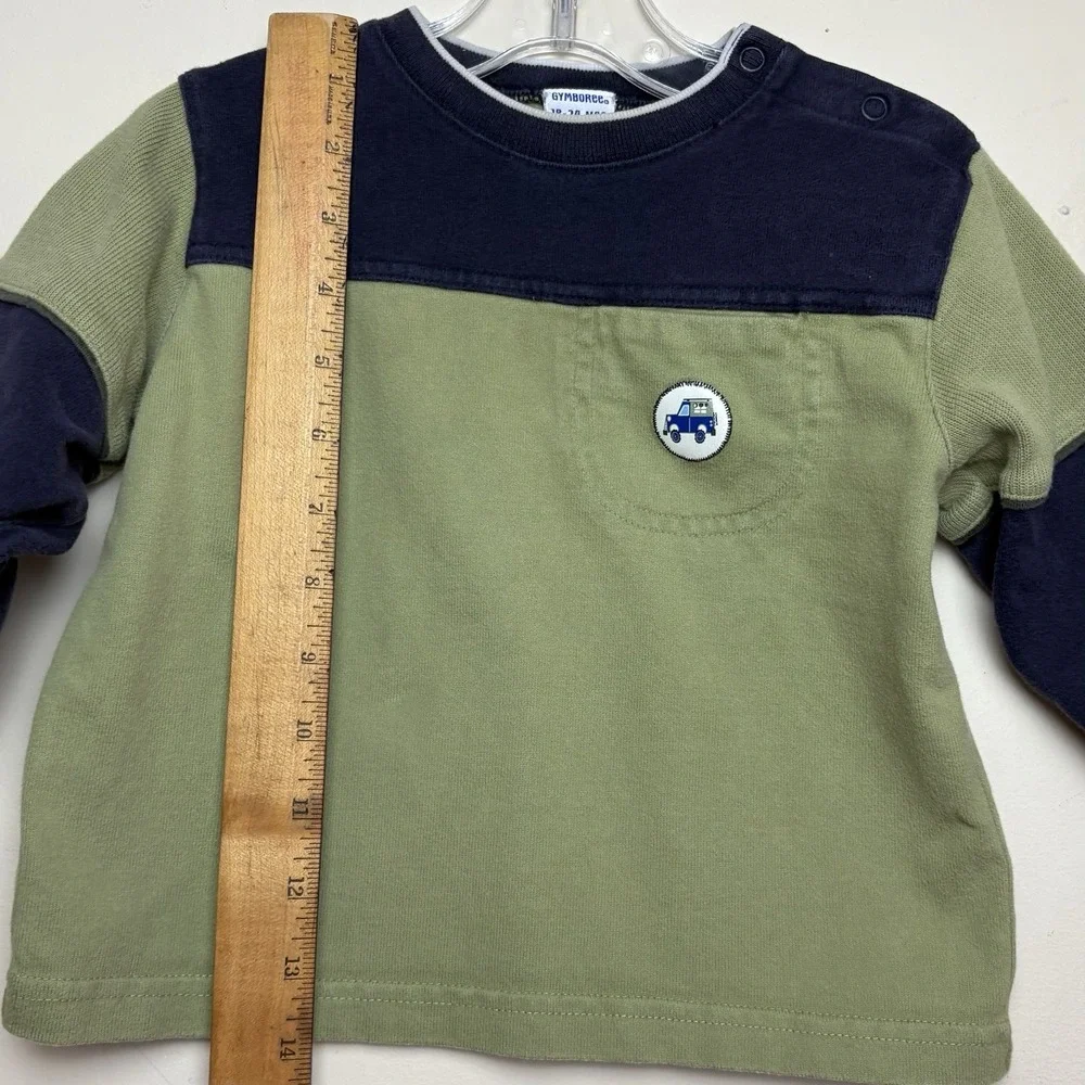 Vtg Gymboree Jeep Y2K 2001  Green Blue Long Sleeve Shirt Sz 18-24 M